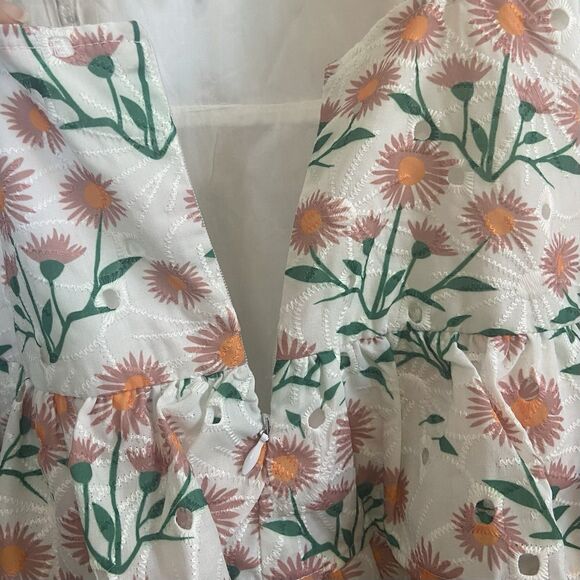 Petal And Pup Sleeveless Floral Eyelet Mini Dress Ruffle Tiered Size 12 - Picture 8 of 13